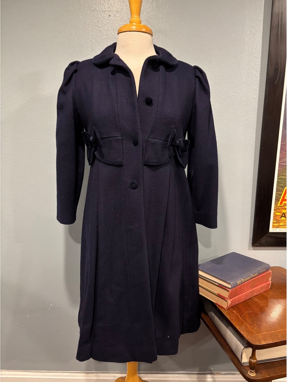 Vintage Rothschild Navy Wool Blend Women's Dress Coat Size 10 Union Made USA